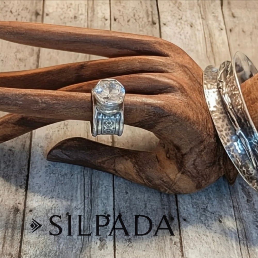 Silpada Retired Queen For A Day Sterling Silver 925 Cubic Zirconia Statemen Ring